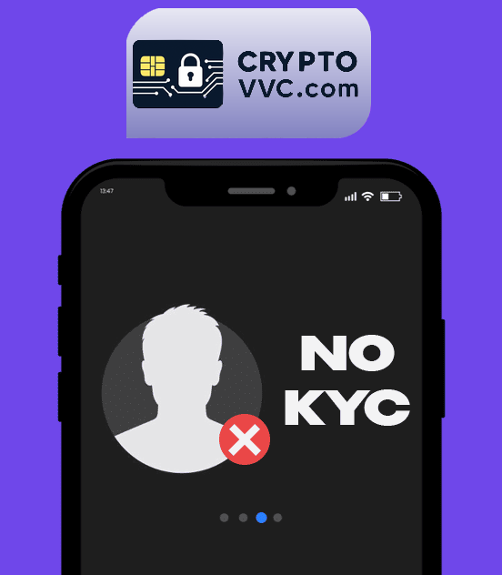 NO KYC text displayed on a smartphone